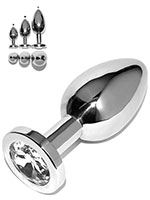 Rosebud Stainless Steel Buttplug With White Crystal - Small